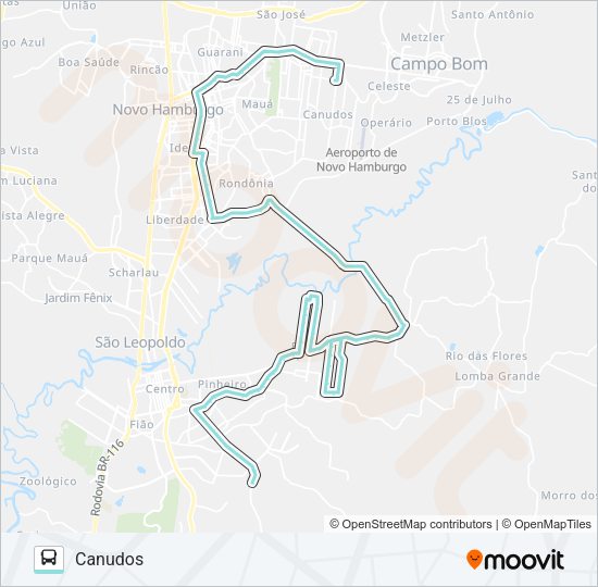 R036 FEITORIA / CANUDOS VIA INTEGRAÇÃO Bus Line Map