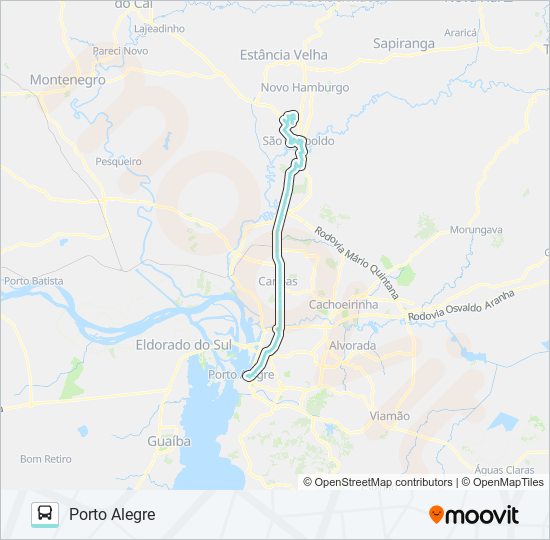 Mapa da linha N400 ITAPEMA VIA CAMPINA / PORTO ALEGRE de ônibus