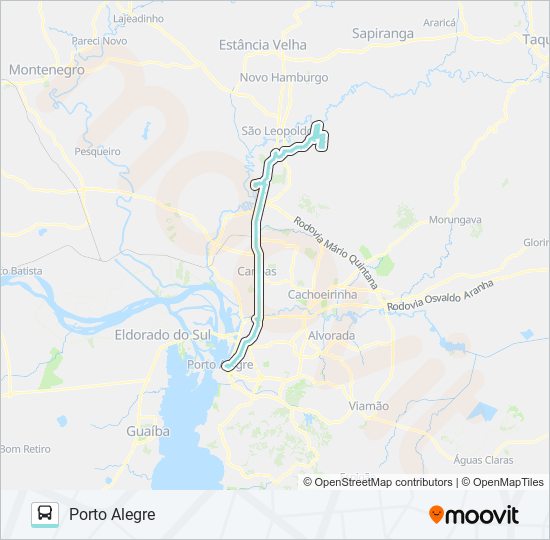 Mapa da linha N422 FEITORIA VIA FORTUNA / PORTO ALEGRE de ônibus