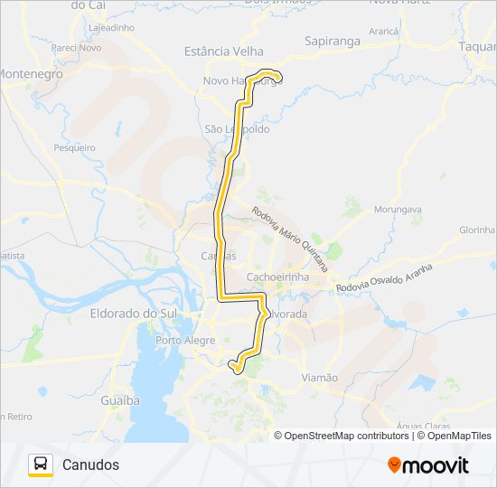 Mapa de RT335 NOVO HAMBURGO / PORTO ALEGRE - CEEE de autobús