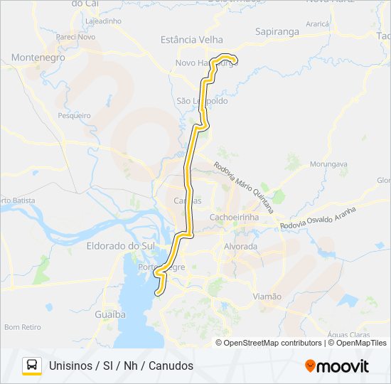 Mapa de SN61 NOVO HAMBURGO / PORTO ALEGRE - SELETIVO de autobús