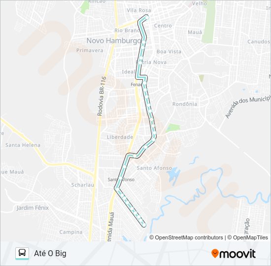 Mapa da linha T233 N. HAMBURGO / S. LEOPOLDO VIA ESTRADA VELHA de ônibus