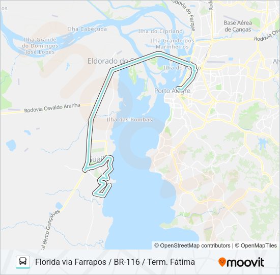 Mapa da linha L151D FLORIDA de ônibus