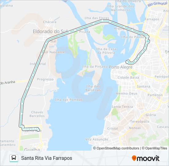 Mapa da linha L121 SANTA RITA de ônibus