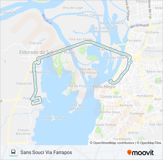 Mapa da linha L500 SANS SOUCI de ônibus
