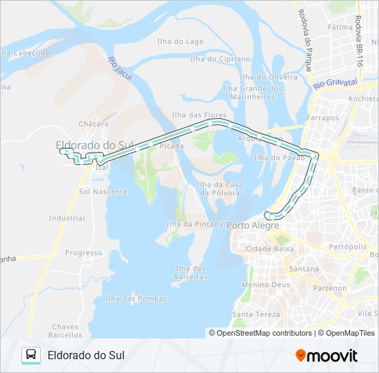 Mapa da linha L501 ELDORADO DO SUL de ônibus