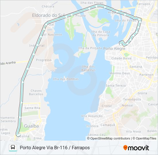 Mapa da linha L131E GUAÍBA - FÁTIMA de ônibus