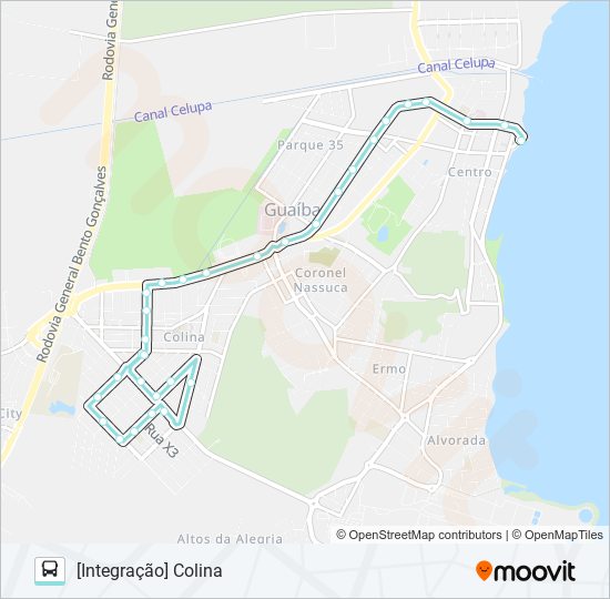 Mapa da linha A131A CATAMARÃ / COLINA de ônibus
