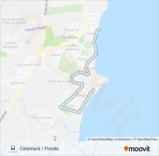 Mapa da linha A151A CATAMARÃ / FLORIDA de ônibus