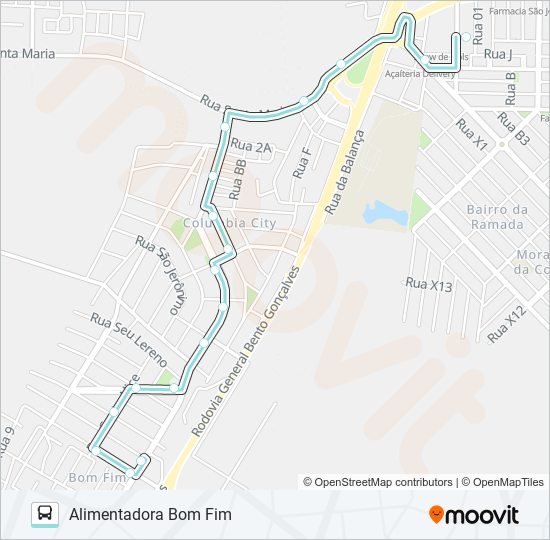 A153B ALIMENTADORA BOM FIM bus Line Map