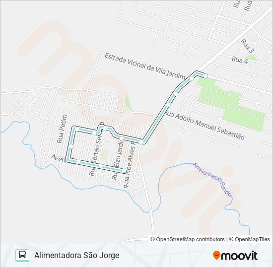 Mapa da linha A161 ALIMENTADORA SÃO JORGE de ônibus