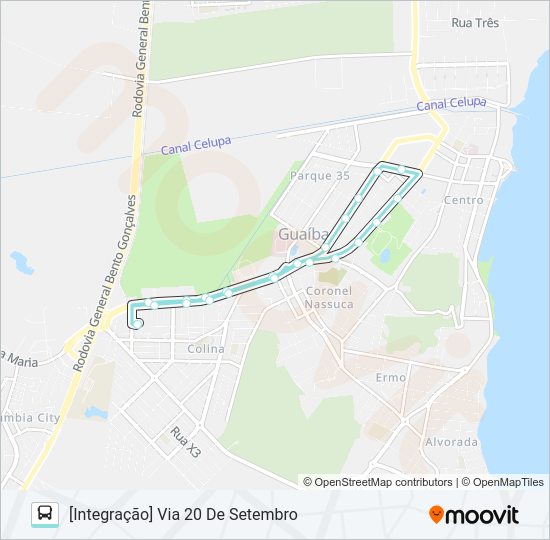Mapa da linha A162B ALIMENTADORA PARQUE 35 de ônibus