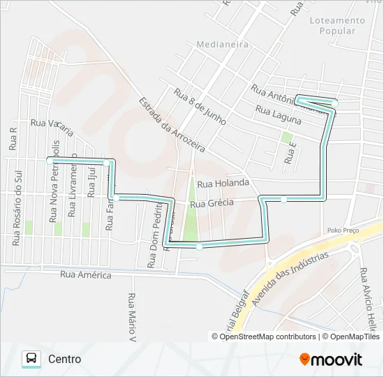 A501A ALIMENTADORA CENTRO NOVO Bus Line Map