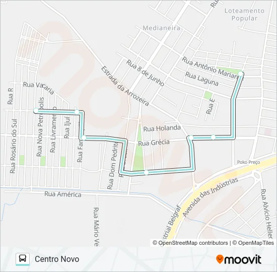 A501A ALIMENTADORA CENTRO NOVO Bus Line Map