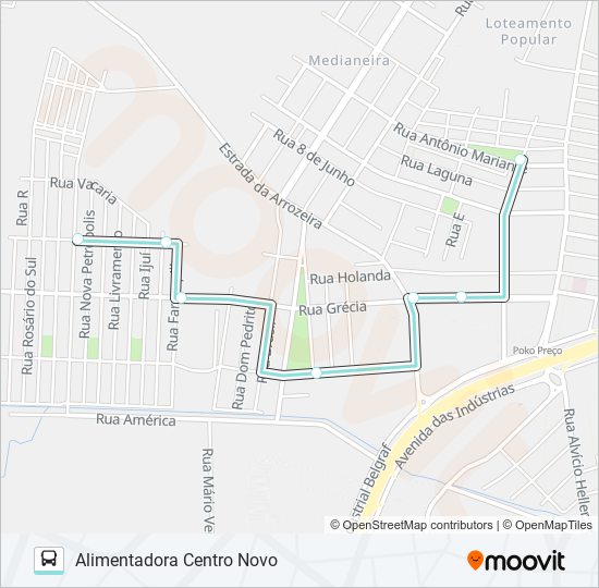 A501A ALIMENTADORA CENTRO NOVO bus Line Map