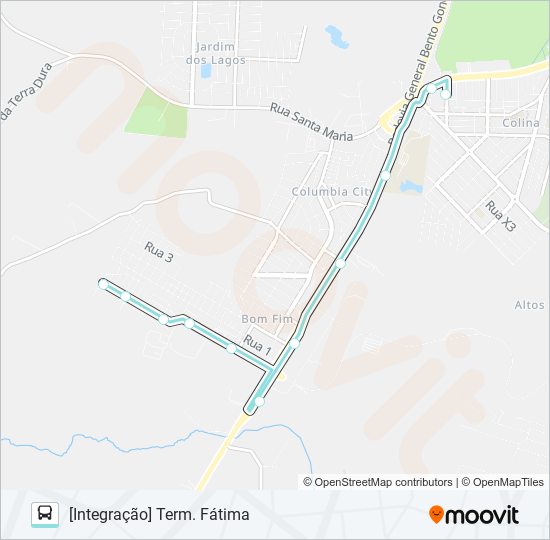 Mapa da linha A154A ALIMENTADORA SÃO FRANCISCO de ônibus