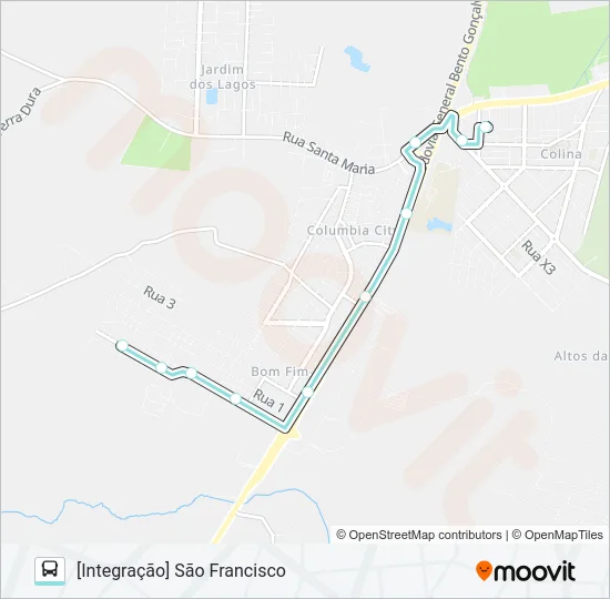A154A ALIMENTADORA SÃO FRANCISCO Bus Line Map