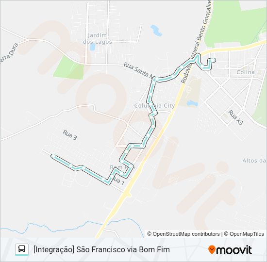 Mapa da linha A154A ALIMENTADORA SÃO FRANCISCO de ônibus