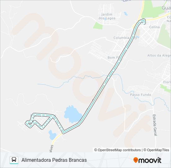 Mapa da linha A162A ALIMENTADORA PEDRAS BRANCAS de ônibus