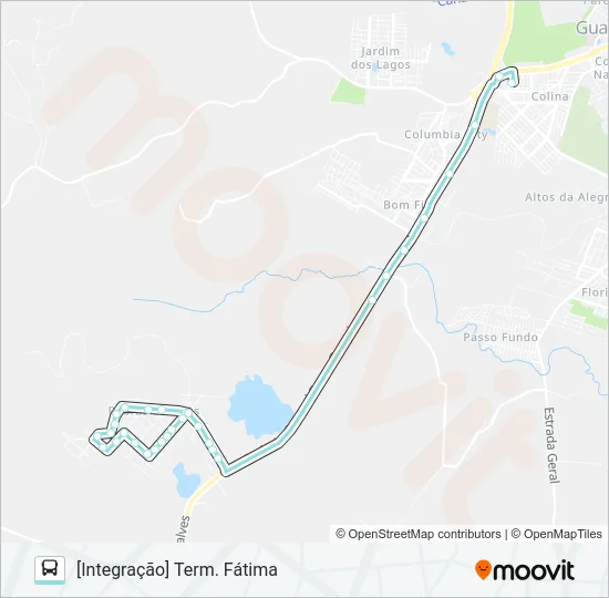 A162A ALIMENTADORA PEDRAS BRANCAS Bus Line Map