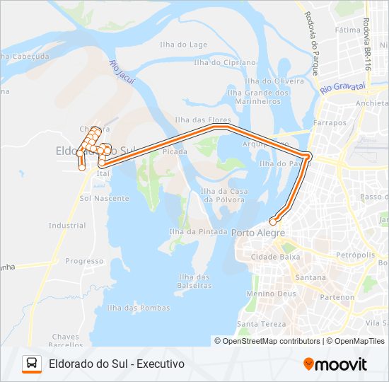 Mapa da linha L501G ELDORADO DO SUL - EXECUTIVO de ônibus