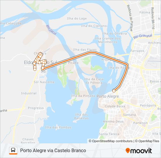 Mapa da linha L501G ELDORADO DO SUL - EXECUTIVO de ônibus