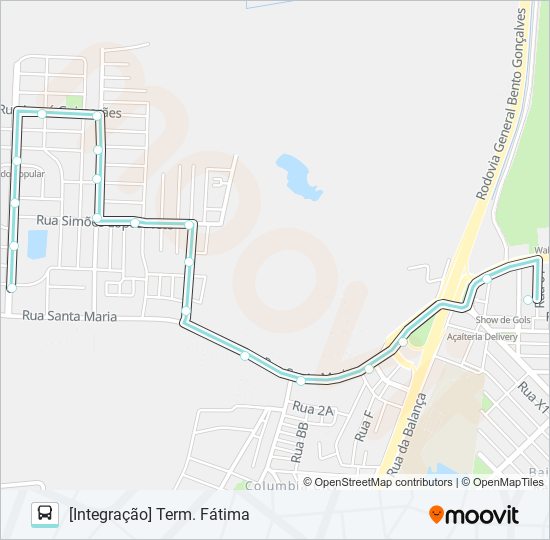 Mapa de A153A ALIMENTADORA JARDIM DOS LAGOS de autobús