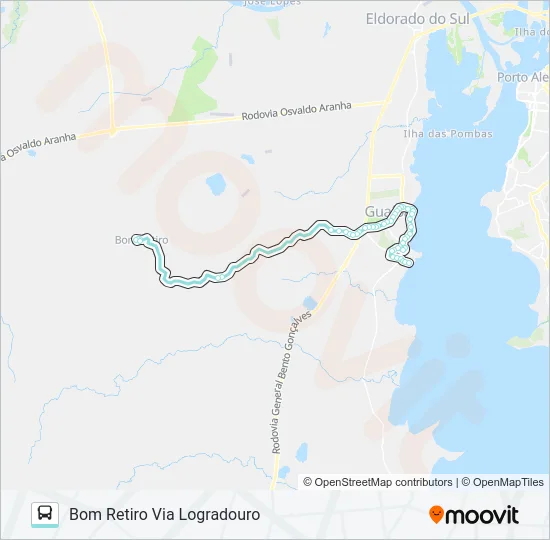 R862 GUAÍBA / BOM RETIRO VIA LOGRADOURO Bus Line Map