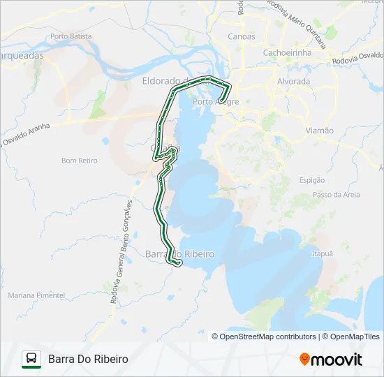 0290 BARRA DO RIBEIRO / PORTO ALEGRE VIA ESTADUAL Bus Line Map