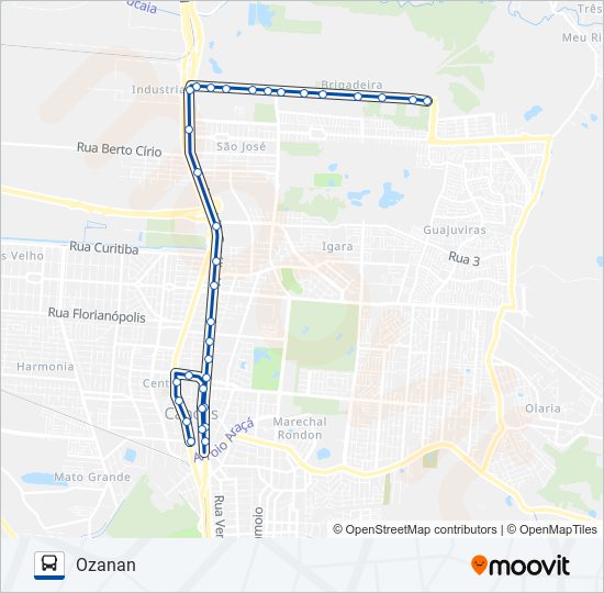 Mapa da linha 5115 OZANAN de ônibus