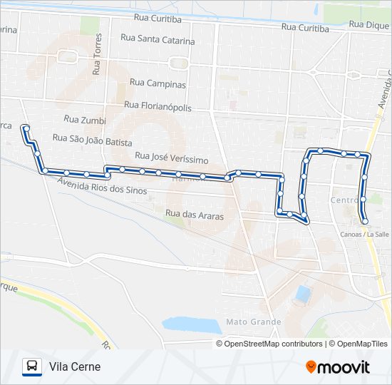 Mapa da linha 5003 VILA CERNE de ônibus