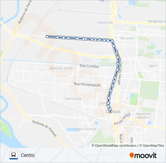 Mapa da linha 5010 TRANSPAULO de ônibus