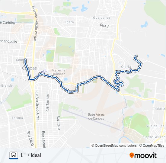 Mapa da linha 5105 L1 / IDEAL de ônibus