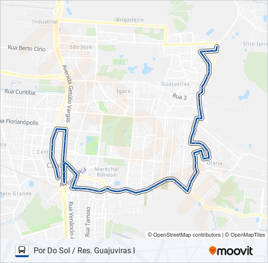 Mapa da linha 5185 L5 / SÃO JOÃO de ônibus