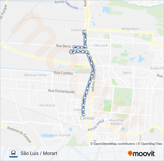 Mapa da linha 5005 MORART - SÃO LUIS de ônibus