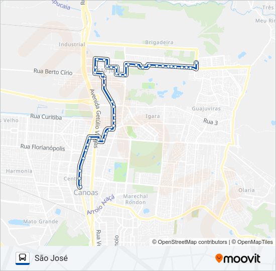Mapa da linha 5104 SÃO JOSÉ / GUARUJÁ de ônibus
