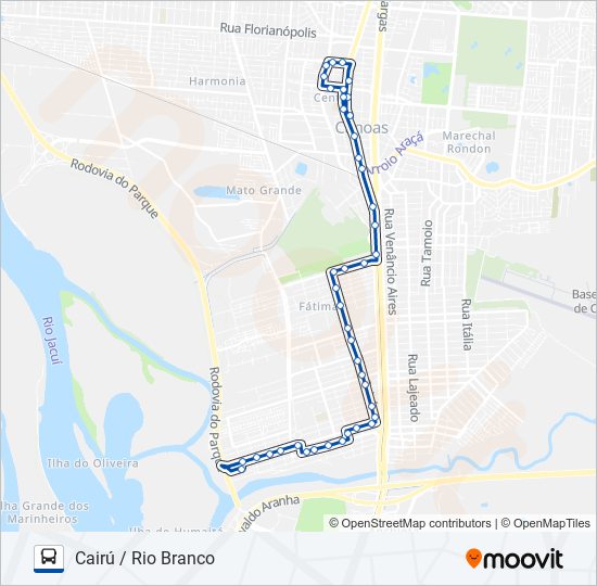 Mapa de 5200 RIO BRANCO - CAIRÚ de autobús