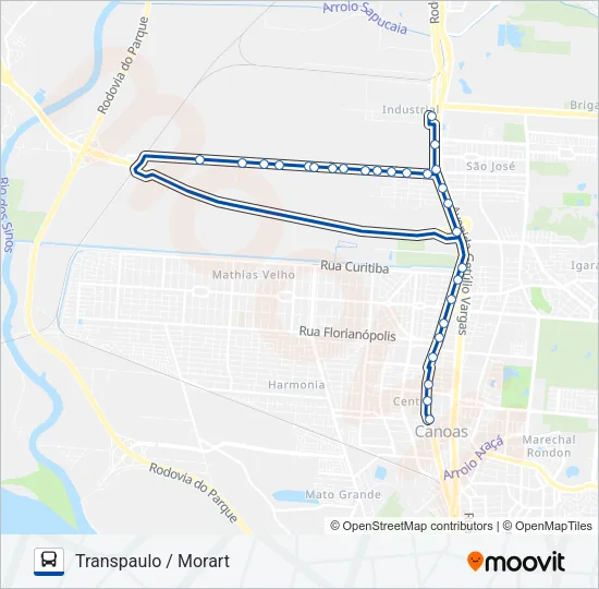 Mapa de 5025 MORART VIA TRANSPAULO de autobús
