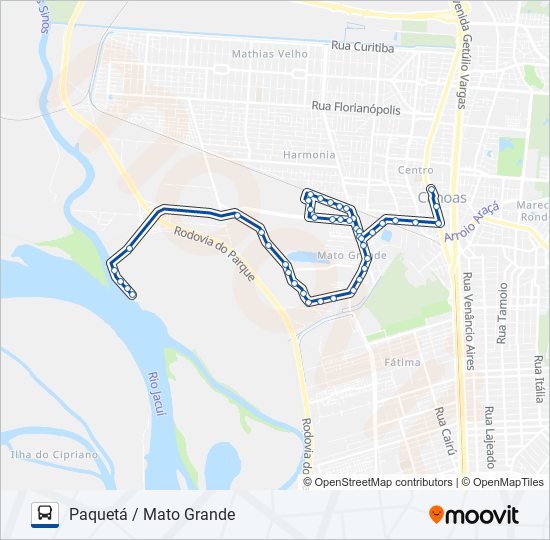 Mapa da linha 5205 PAQUETÁ / MATO GRANDE de ônibus