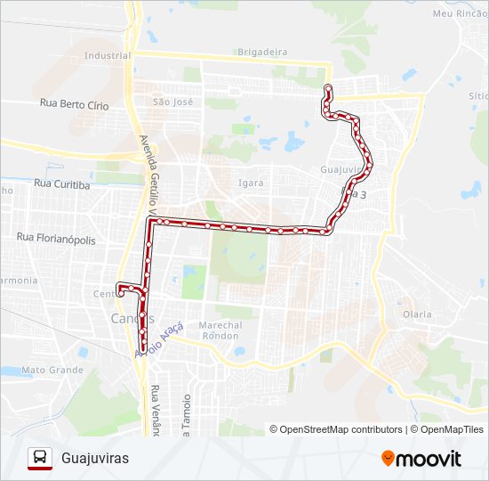 Mapa da linha 5317 GUAJUVIRAS - SELETIVO de ônibus