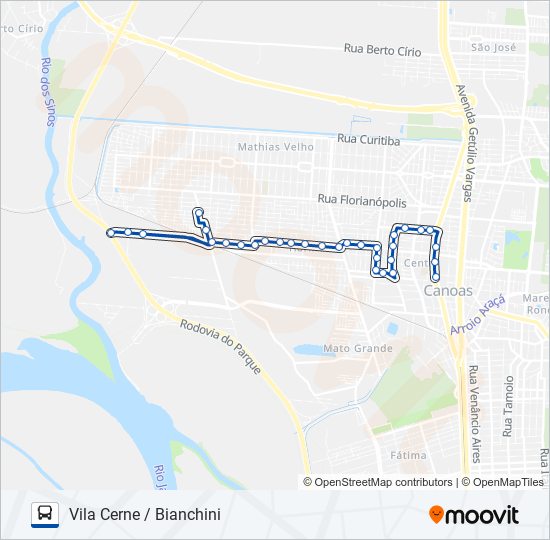 Mapa da linha 5007 VILA CERNE / BIANCHINI de ônibus