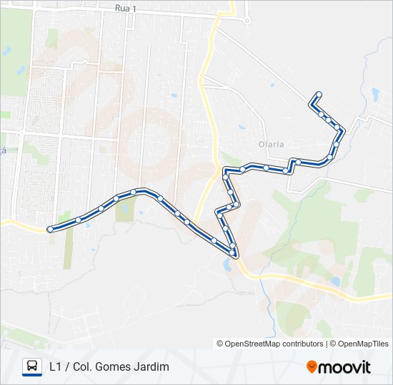 Mapa da linha 5137 L1 / COL. GOMES JARDIM de ônibus