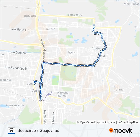 Mapa da linha 5112 L3 / BOQUEIRÃO / CENTRO de ônibus