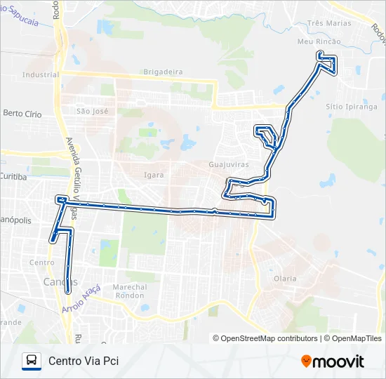 5167 MEU RINCÃO VIA BOQUEIRÃO Bus Line Map