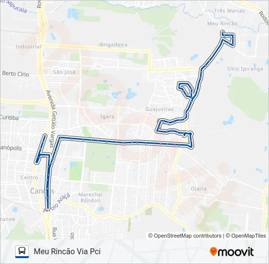 5167 MEU RINCÃO VIA BOQUEIRÃO Bus Line Map