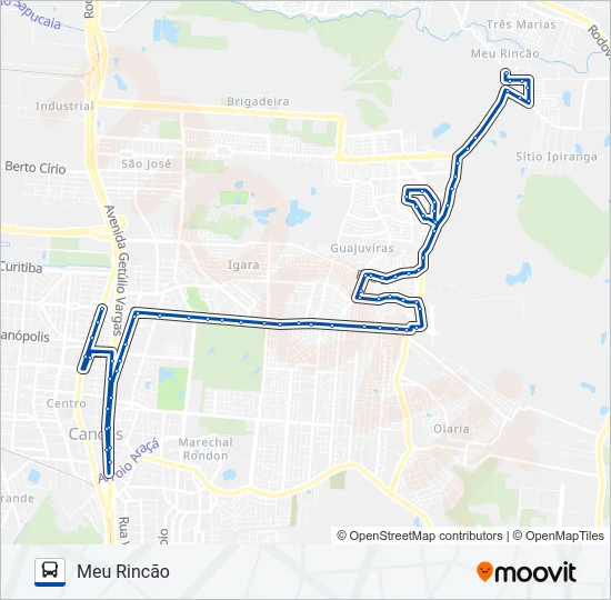 5183 MEU RINCÃO VIA BOQUEIRÃO Bus Line Map
