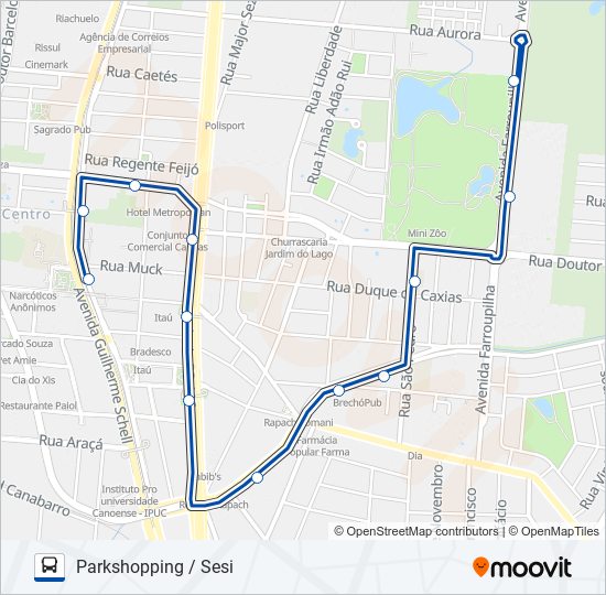 Mapa da linha 5193 C2 | SESI / PARKSHOPPING de ônibus