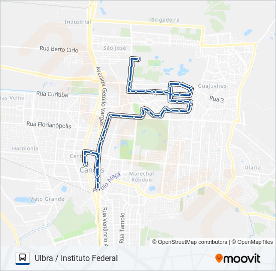 Mapa da linha 5106 ULBRA / INSTITUTO FEDERAL de ônibus