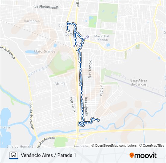 Mapa da linha 5401 PARADA 1 / VENÂNCIO AIRES de ônibus