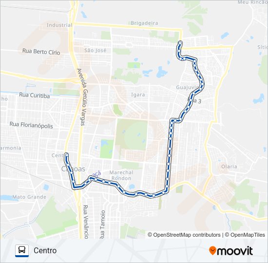 Mapa da linha 5101 L3 / A. J. RENNER / CENTRO de ônibus